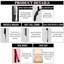 Goiple Waterproof Lace Glue Kit Wig Lace Bond Melting Spray Extra Hold For Lace Front Glueless Adhesive,Includes Lace Melting And Holding Spray,Wig Glue,Adhesive Remover,Rat Tail Comb,  Double Sided Brush,Eyebrow Trimmer,Elastic Hair Band,HD Wig Caps - 27pcs - 查看 11