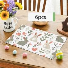 1/2/4/6/8/300 Pcs Luxury Placemat Set, Featuring Modern Minimalist Easter Bunny Pattern Design. Size: 12*18 Inches/30*45 Cm, Multiple Patterns Available, Suitable For Easter Dining And Home Decor. - Multicolor - View 16