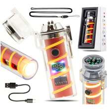 Encendedor de plasma recargable con brújula y linterna ideal para camping y senderismo. - Naranja - Ver 10