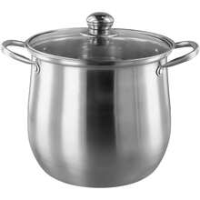 Olla de acero inoxidable 201 con tapa de vidrio resistente al calor, olla de sopa de gran capacidad para cocinar fideos al vapor, hacer pastas, utensilios de cocina multiusos - 1 - Ver 1