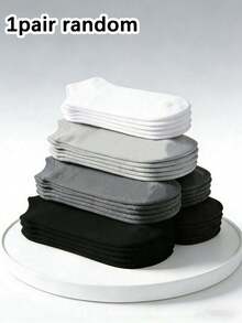 1/20 Pairs Unisex Black, White, Grey Solid Color Ankle Socks - Soft, Comfortable, Breathable, Minimalist Casual Socks - Suitable For Daily Wear, Spring/Summer, Back To School, And Home Use