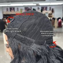 22in V-Part Wavy Curly Wig, High Temperature Fiber, Voluminous, Suitable For Daily Wear And Parties - Black - View 10