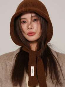1件装针织混纺拉法帽，女士秋冬保暖多功能护耳针织帽围巾套装 - 拉法帽 - 查看 15