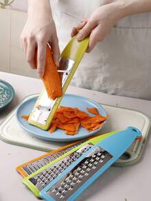 1 Set de 4 en 1 rallador de verduras, pelador, rebanador y rallador de queso de acero inoxidable, herramienta de cocina especializada para patata, zanahoria, pepino, pizza y queso - Multicolor - Ver 5