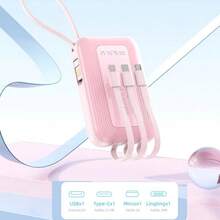 Banco de energía portátil con luz LED, Power Bank 20000mAh - Carga Rápida Batería Portátil - Pila Portatil Para Celular con Diseño en Colores Sólidos - Powerbank que Carga 5 Dispositivos Simultáneamente - Cargador Portatil Incluye 4 Cables - Pilas Portátiles de Alta Calidad para Todos los Celulares, Tabletas y Audífonos - Detalles para Navidad y Año Nuevo. - JDT-Negro - Ver 8