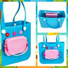Silicone Phone Holder Insert Pouch Wallet Charm Bogg Bags Accessories, Beach Bag Phone Holder Attachment Bogg Beach Bags Tote Bag - initial - 查看 3