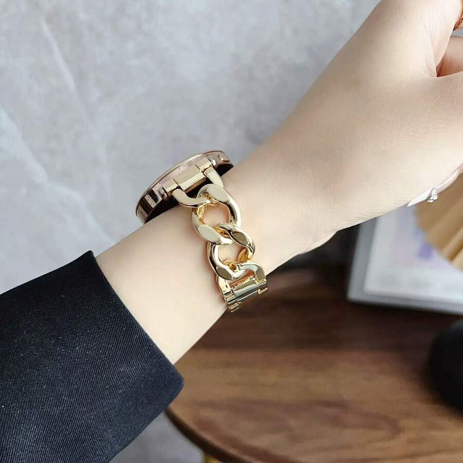 1pc Stainless Steel Single Chain Watch Band, 20mm 22mm, Compatible With Samsung Watch4/5, Amazfit, Garmin Smartwatches