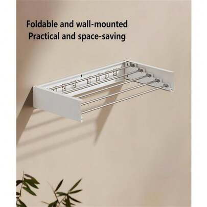 Space Saving  Collapsible Wall Mounted Drying Rack With 5 Rods ,Load-Bearing,For Laundry Room & Balcony
