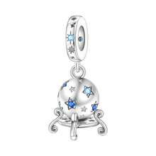 CYMYSS 1pc Fairy Tale Inspired Silver-Tone Plated Cubic Zirconia Moon Fairy/Castle/Crystal Ball Pendant, Unisex, Women's Birthday/Holiday Gift