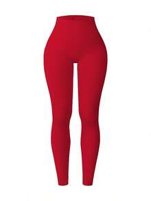 Women's Athletic Compression Leggings Yoga Pants For Hiking Trekking Gym High Waist Stretchy Comfortable Breathable Workout Running Tights - 紅色 - 查看 1