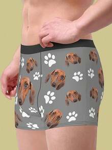 Customizable Photo & Graphic Print Men's Boxer Briefs, Personalized Fashion & Fun Style, Suitable For Daily Wear And Gift Giving - Grey - View 2