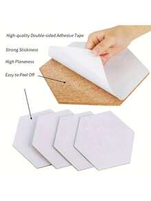 1/4 Piece Hexagon Cork Sticker, Self-Adhesive Cork Tile, Hexagon Cork Board, Mini Wall Bulletin Board, DIY Decorative Postcard Wall Cork Board, Bulletin Board, Message Board - Multicolor - View 8