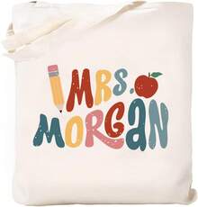 NAZENTI Custom Teacher Tote Bag, Personalized Teacher Appreciation Gifts Canvas Tote Bag, Teachers Women - Thiết kế 1 - Xem 13