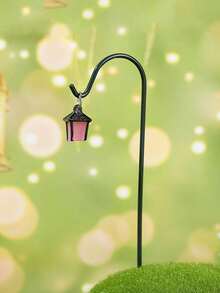 夜光花园插牌，树脂仙女迷你模型配彩色灯笼，乡村风格圣诞户外装饰，室内桌面摆件和工艺品 - 彩色 - 查看 11