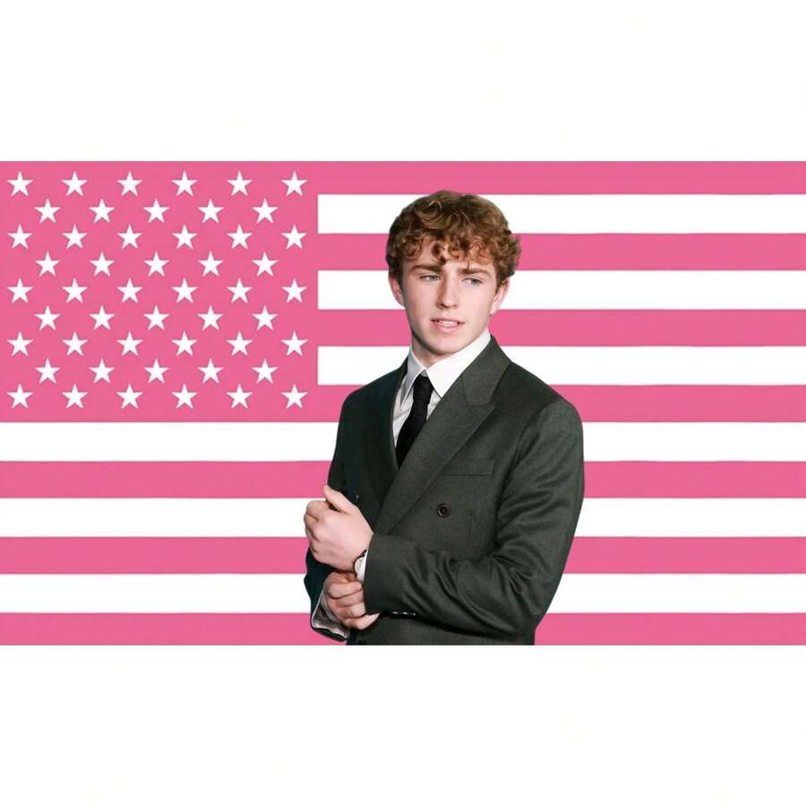 Walker Scobell Pink USA Flag |  PJO Tapestry | Cute Actor Wall Decor | Aesthetic Walker Scobell Banner - 如圖所示 - 查看 1