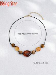 1 Collar de mujer con colgante de resina acrílica de estilo bohemio en color marrón, declaración gruesa y colorida de joyas de moda con cuentas, collares con cuentas para mujeres - Collar de cuentas marrones - Ver 5