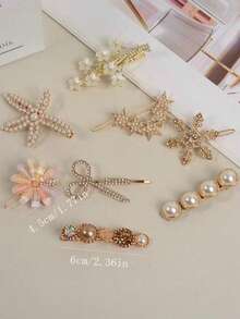50/24/16/8pcs Set Elegant Faux Pearl Bow Hair Clips, French Style Hair Accessories, Suitable For Daily Wear [Random Mix] Claw Clips, Suitable For School, College, Winter Women's Outfit, Cute Bow Design, Hairpin - Multicolor - View 4