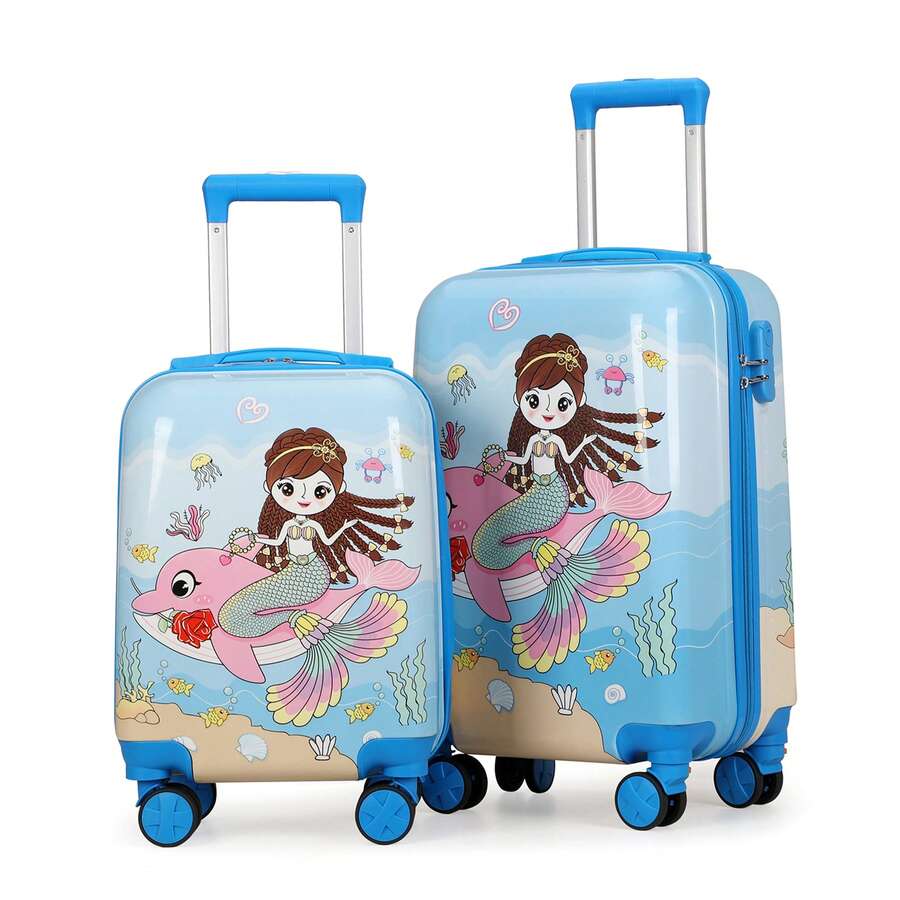 MARKTOMI - ABS Luggage Set (18" + 20") This Set Includes One 20" And One 18" Suitcase, Both Made Of Lightweight And Durable ABS. With Fun Designs And Vibrant Colors, They Are Ideal For Students. Both Have 360° Double Spinner Wheels For Smooth Movement. Unlike Suitcases With Single Wheels, They Glide In All Directions And Are Easy For Students To Maneuver. The Interior Is Compartmentalized And Includes Elastic Straps To Keep Contents Organized. They Also Feature An Adjustable Telescopic Handle And An Integrated Combination Lock. Perfect For Family Trips, School Excursions, And As Carry-On Luggage. - L37-10-58 - 查看 1