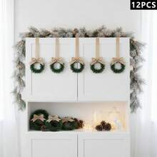Christmas Kitchen Cabinet Wreath Hanging Mini Wreath With Ribbon Bows And Berries For Wall Front Door Party Decorations - B - View 5