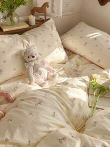 Bộ ga trải giường 3 món bằng polyester in họa tiết hoa tối giản, phù hợp cho phòng ngủ tập thể nam/nữ, có khóa kéo, dùng được cả bốn mùa, mềm mại và thoáng khí, phù hợp với giường ký túc xá, giường đơn, giường đôi, giường cỡ lớn, có thể giặt máy (1 vỏ chăn, 2 vỏ gối, không kèm ruột chăn) - Nhiều màu - Xem 7