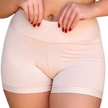 Calcinha Boxer Feminina Shorts Sem Costura Cintura Alta Lisa Segunda Pele Estilo Box Shortinho - Bege - Visão 5