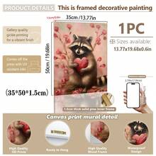 1幅帆布墙画 - 浣熊 | 情人节墙画，粉色情人节装饰，可爱浣熊礼物，俏皮爱心图案，心形绘画可打印模板 | 爱心礼物，艺术印刷品，迷人房间装饰，儿童房装饰 - 婴儿用品_ 带框婴儿房墙画，完美适用于游戏室装饰、婴儿房装饰、育儿室装饰、幼儿园装饰、男孩房装饰、女孩卧室装饰 - 彩色 - 查看 18