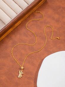 1pc Cute Cartoon Bear Fashionable Delicate High-End Niche Necklace - Gold - View 2