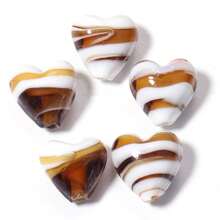 5 hạt cườm thủy tinh hình trái tim kẻ sọc, thích hợp để tự làm đồ thủ công như vòng tay, vòng cổ, bông tai, móc khóa, dây đeo túi xách, quà tặng ngày Valentine. - Nhiều màu - Xem 19