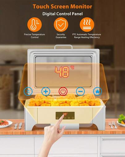 Garvee Chafing Dishes With Touchscreen Visual Cover For Buffet, 9 QT Chafing Dish Buffet Set, Stainless Steel Chafers And Buffet Warmers Set For Parties With Complete Accessories