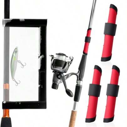 5 Pcs Lure Fishing Lure Covers Set 4 Red Lure Wraps For Fishing Rod And 1 Clear PVC Lure Protector Rod Armour Bait Storage Protector Easily See Bait Glove To Keep Fishermen