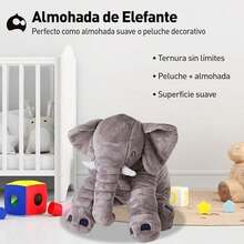 Bluelander Almohada de Elefante, Color Gris, Textura Suave y Cómoda, Elaborado con Tela Felpa, Gran Tamaño 60 cm, Juguetes, Peluche Elefante, Ideal Regalo, Almohada de Algodón - / - Ver 3