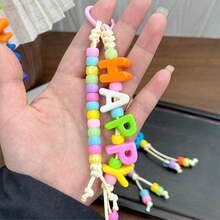 50/100颗什锦彩色字母3D珠子 - 包括数字珠子和字母珠子 - 适合DIY珠宝制作，例如包链、腰链、手机链和其他饰品