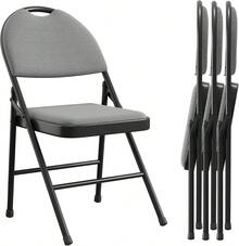 Techigher Folding Chairs - 4pcs_Black/Gray - View 1