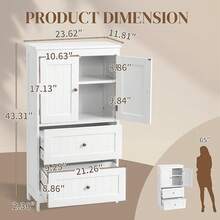White Floor Storage Cabinet, Freestanding 2 Drawers & 2 Doors, Thin Toilet Organizer For Small Spaces,For Entryway, Bathroom - 白色 - 查看 3