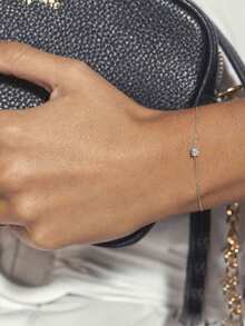 1件S925纯银极简四爪镶嵌立方氧化锆手链，女士清新优雅简约百搭个性化珠宝礼品 - 鑽石 - 查看 7