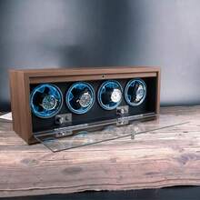 CYPNEnrollador Automático de Relojes Madera de Nogal Negro Almohada de Espuma Viscoelástica Motor Silencioso 4 Posiciones de Reloj GREYFashion - 219302756 - Ver 4