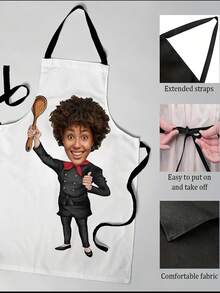 [ Customization ] 1 Customized Digital Item Name. Text. Logo. Printed Pattern Apron, Kitchen Workwear, Catering Apron, Polyester Kitchen Apron, Solid Color Woven Cooking Apron, With Pockets, Used For Kitchen Tools And Pens, Valentine's Day Gift