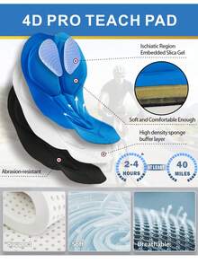 LEOPATRIX 男士骑行背带短裤 4D加厚透气公路自行车骑行背带裤 骑行自行车凝胶长行程 - 黑色 - 查看 7