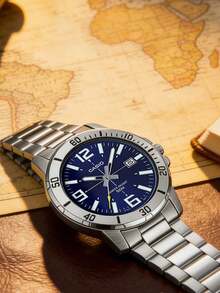 Casio MTP-VD01D-2B 男士蓝色表盘不锈钢腕表，石英机芯，日期显示，商务休闲腕表，送给他的理想礼物 - 藍色西裝 - 查看 10