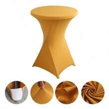 Spandex Cocktail Party Round Table Cover, Solid Color Elastic Polyester Tablecloth, Washable And Machine Washable, Wrinkle Resistant Elastic Table Skirt, Suitable For Wedding, Banquet And Party Decoration, With Multiple Solid Colors To Choose From - Multicolor - View 15