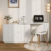 Swivel L-Shaped Computer Desk, White, 110 Cm - White - View 11