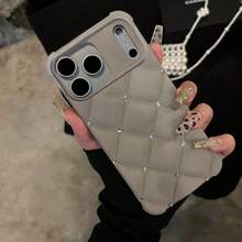 奢华绗缝亮片加厚手机壳,兼容 17/15 Pro Max/13/14/12/11/16 - 灰色 - 查看 3