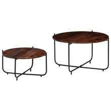 vidaXL Insieme di tavoli bassi 2 pz Legno Massello 60x35 cm - Castano - Visualizzare 10