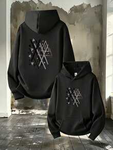 Printed Hoodie For Men By Manfinity Men DKQW - 黑色 - 查看 1