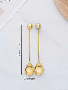 2pcs/Set Gold/Silver Beaded Decorative Ball Spoon, Coffee Spoon, Cake & Snack Spoon - Gold - View 11