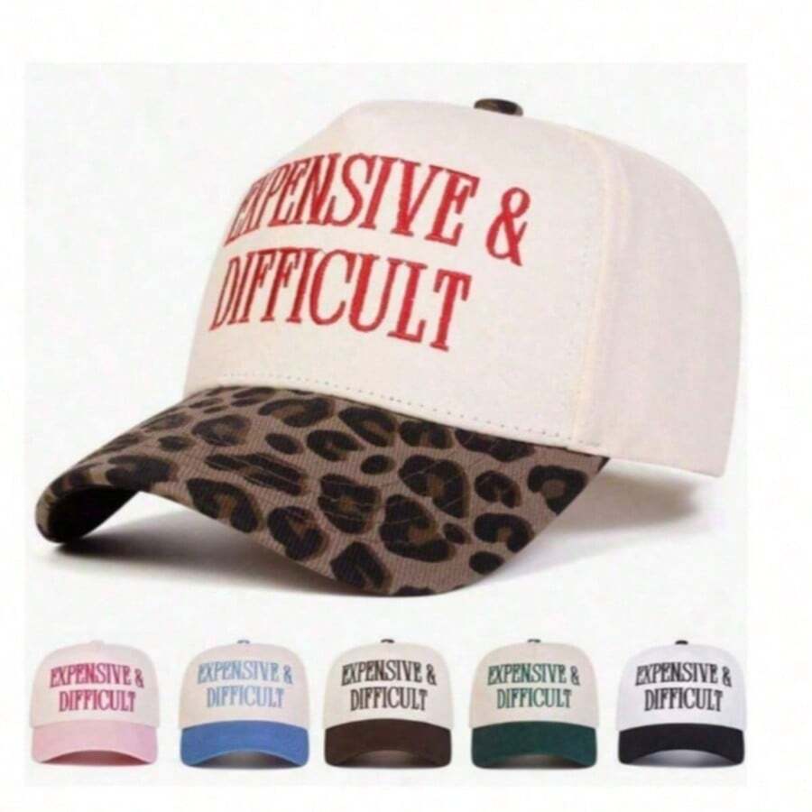 1pc Women's "Expensive & Difficult" Embroidered Letter Trucker Hat, Casual Baseball Cap, Suitable For Spring, Autumn, Street, Travel, Beach Vacation - màu xanh lá - Xem 1