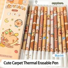 Panda/Capybara 12pcs Boxed Cute Animal Pattern Press Pens Thermal Erasable Gel Pens For Notes And Diaries 0.5mm Blue Ink, Large-Capacity Multi-Layer Pencil Case, Back To School Supplie Essentials Office Supplies Valentine's Day Gifts