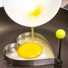 1/5pcs New Stainless Steel Fried Egg Mold, Heart Pancake Maker Omelette Rings, Kitchen Restaurant Multi-Purpose Breakfast Baking Cooking Tools Accessories Gadget - Multicolor - View 3