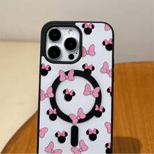 Disney.‌ Minnie Mouse Mickey Mouse Patterned Phone Case Designed With Pink Bows And Black Ears. Compatible With IPhone 17, 16, 15, 14, 13, 12, And 11 Pro Models. Made Of TPU With Shockproof Protection. A Perfect Gift For Family, Friends, Birthdays, Spring Festival, Holidays, Boyfriends, Girlfriends, And Valentine's Day. - màu đen - Xem 5