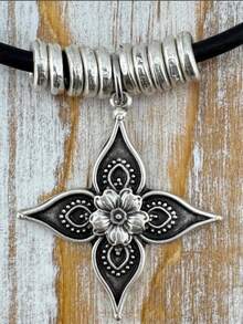 1 Piece Of Vintage Flower Alloy Women's Pendant Necklace, Suitable For Women's Daily Casual Wear, Holiday Gift - 彩色 - 查看 9